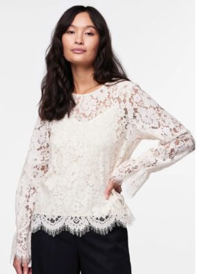 Blusa de encaje blanco roto