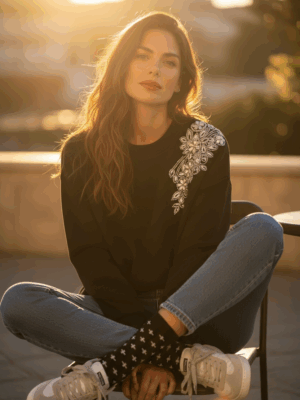 Sudadera cristales negra