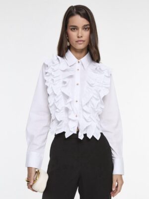 Camisa volantes botones oro