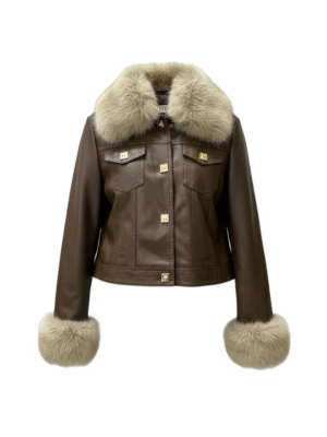 Cazadora polipiel pelito marrón