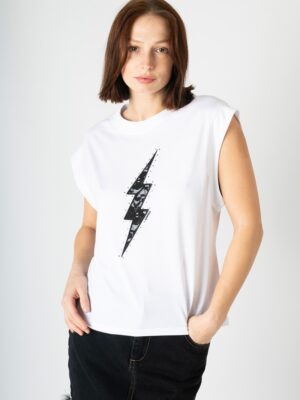 CAMISETA RAYO ENCAJE MANGA CORTA