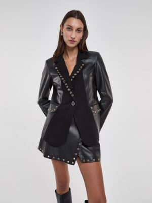 Blazer negro combi polipiel arandelas