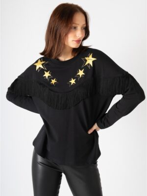 Sudadera flecos estrellas