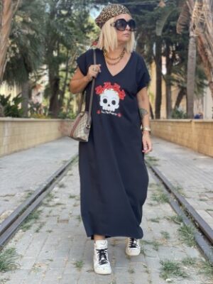 Vestido over Flower Skull