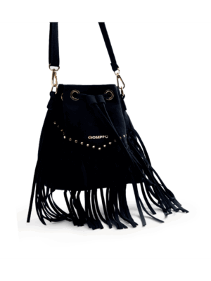BOLSO BUCKET FLECOS NEGRO