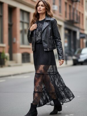 Botín Cowboy Negro con Tachas