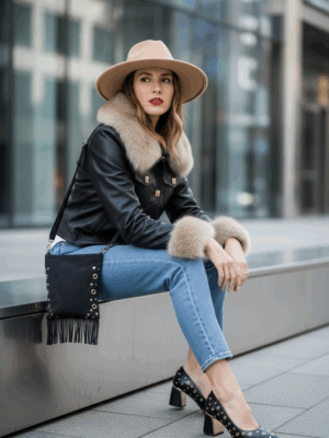 Cazadora polipiel pelito negro