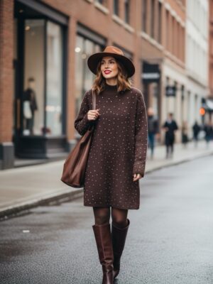 VESTIDO PUNTO MARRÓN