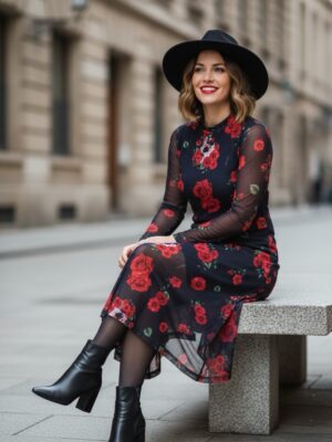 VESTIDO MIDI "ROSAS" TUL