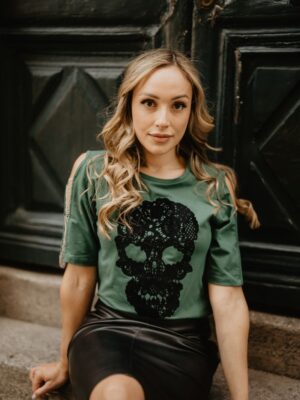Camiseta Verde CALAVERA Encaje